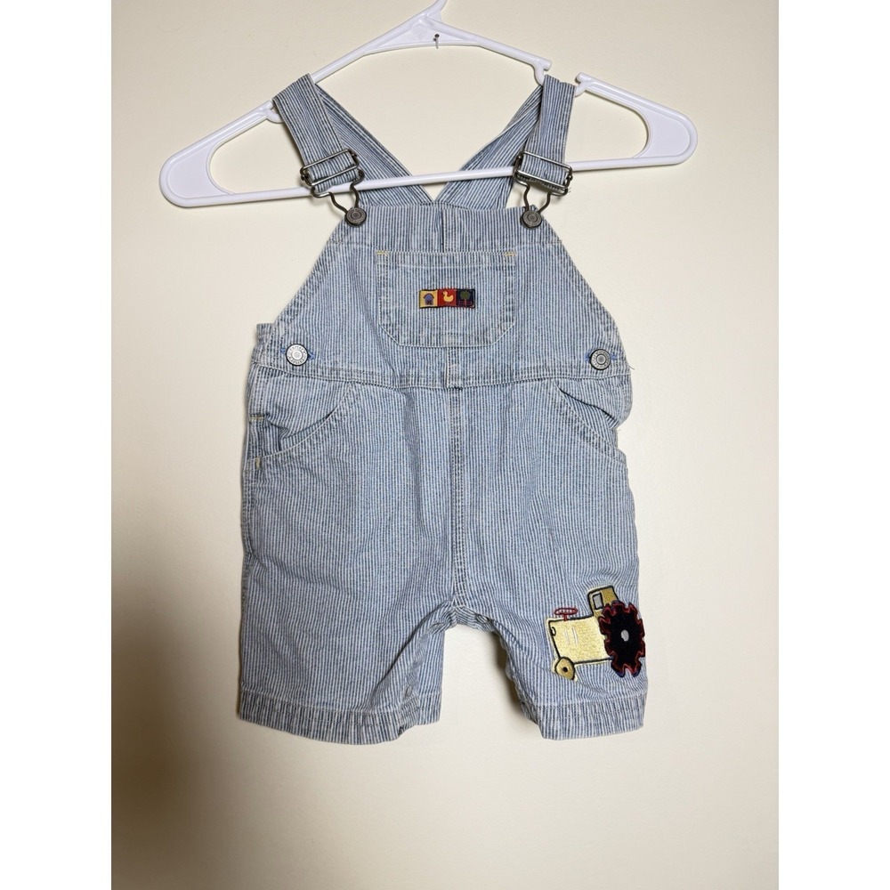 Vintage Carters Kids Overalls Stripe Train Boys 12-18 Months